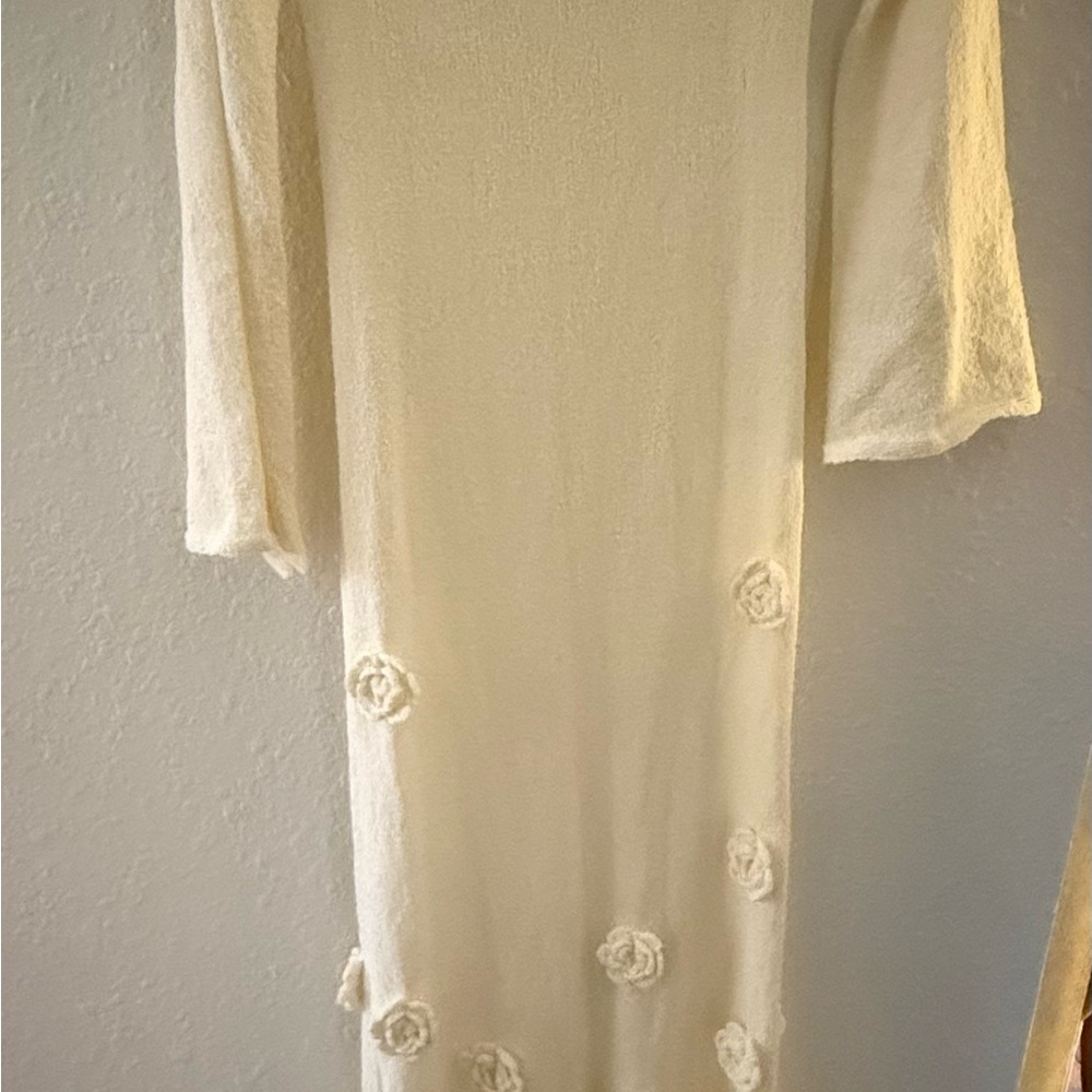 Meshki Cream Long Sleeve Dress with Floral Details